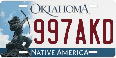 OK license plate 997AKD
