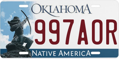 OK license plate 997AOR