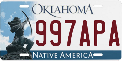 OK license plate 997APA