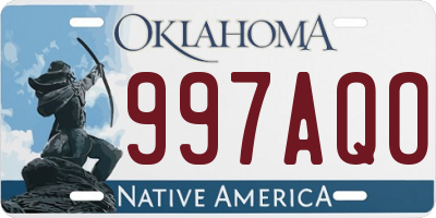 OK license plate 997AQO