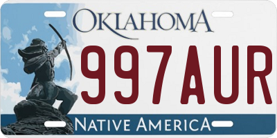 OK license plate 997AUR