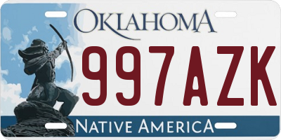 OK license plate 997AZK
