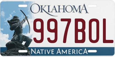 OK license plate 997BOL