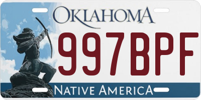 OK license plate 997BPF