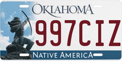 OK license plate 997CIZ