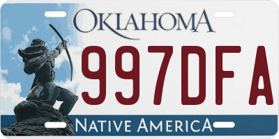 OK license plate 997DFA