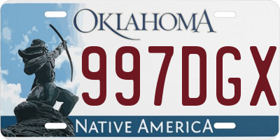 OK license plate 997DGX