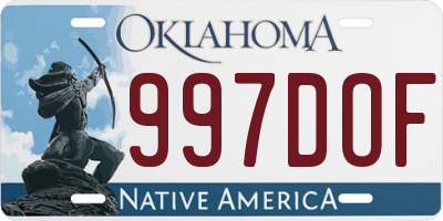 OK license plate 997DOF