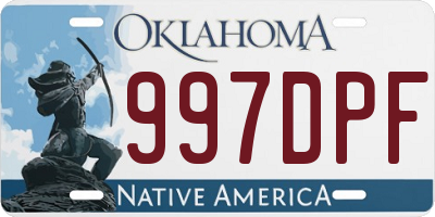 OK license plate 997DPF