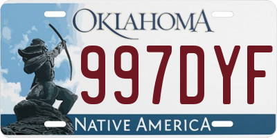 OK license plate 997DYF