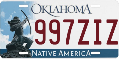 OK license plate 997ZIZ
