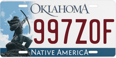 OK license plate 997ZOF