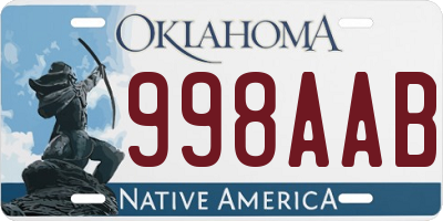 OK license plate 998AAB