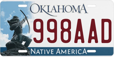 OK license plate 998AAD