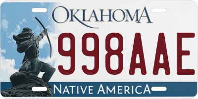 OK license plate 998AAE