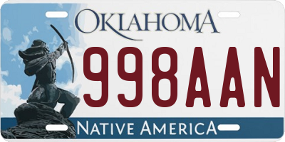 OK license plate 998AAN