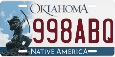 OK license plate 998ABQ