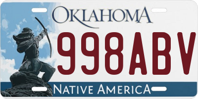 OK license plate 998ABV