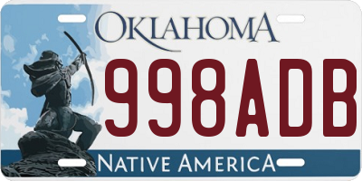 OK license plate 998ADB