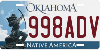 OK license plate 998ADV