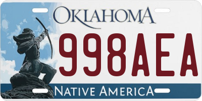 OK license plate 998AEA