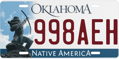 OK license plate 998AEH