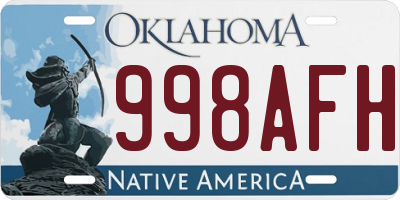 OK license plate 998AFH