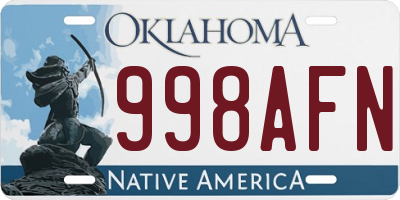 OK license plate 998AFN