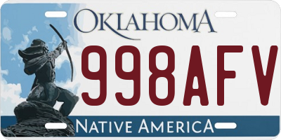 OK license plate 998AFV