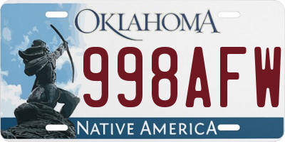 OK license plate 998AFW