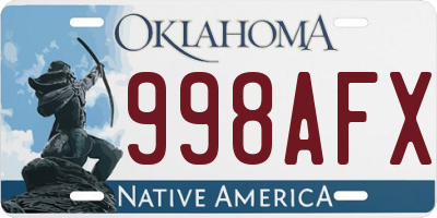 OK license plate 998AFX