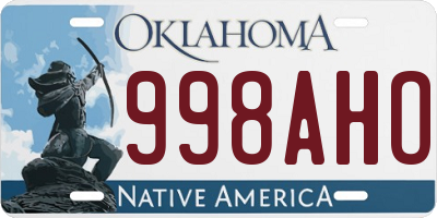 OK license plate 998AHO