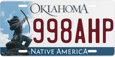 OK license plate 998AHP