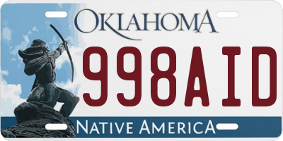 OK license plate 998AID