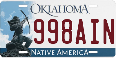 OK license plate 998AIN