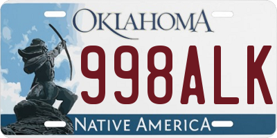OK license plate 998ALK