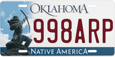 OK license plate 998ARP
