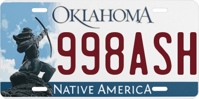 OK license plate 998ASH
