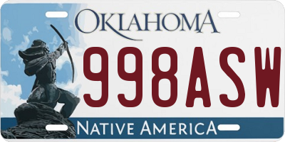 OK license plate 998ASW