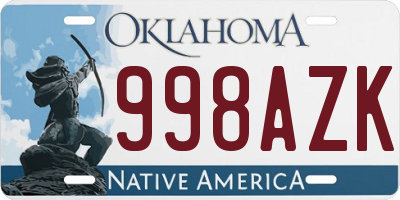 OK license plate 998AZK