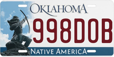 OK license plate 998DOB
