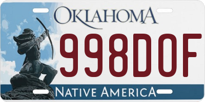 OK license plate 998DOF