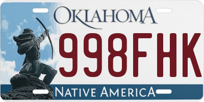 OK license plate 998FHK