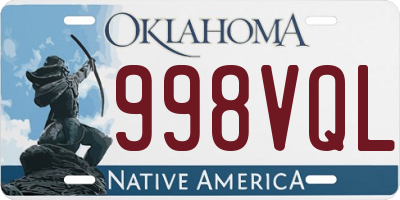 OK license plate 998VQL