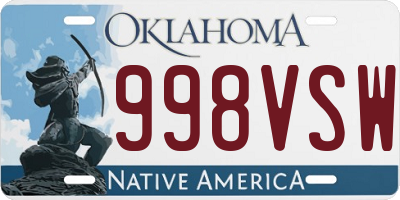 OK license plate 998VSW