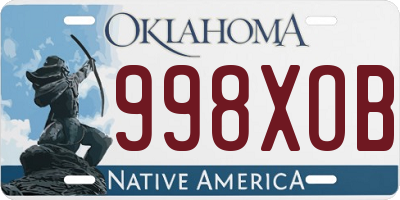 OK license plate 998XOB