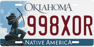 OK license plate 998XOR