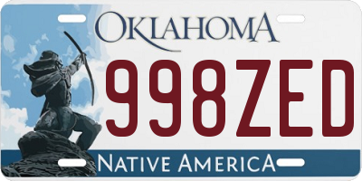 OK license plate 998ZED