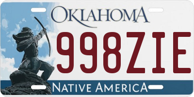 OK license plate 998ZIE