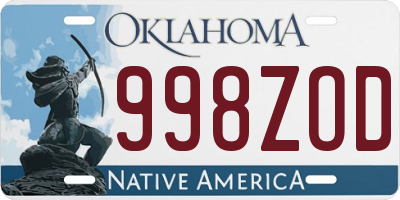 OK license plate 998ZOD